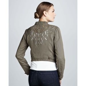 Free People Olive Moto Jacket w/ Cutout Design